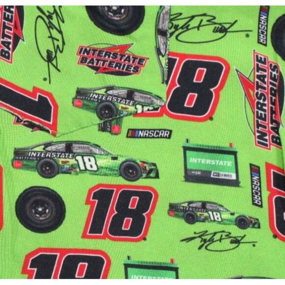 Kyle Busch #18 NASCAR Racing Button-Up Shirt Green Nascar All Over Graphics - Picture 2 of 9